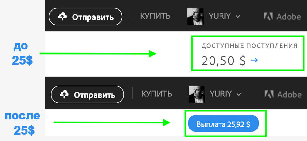 сравнение интерфейса adobe stock contributor до и после 25$