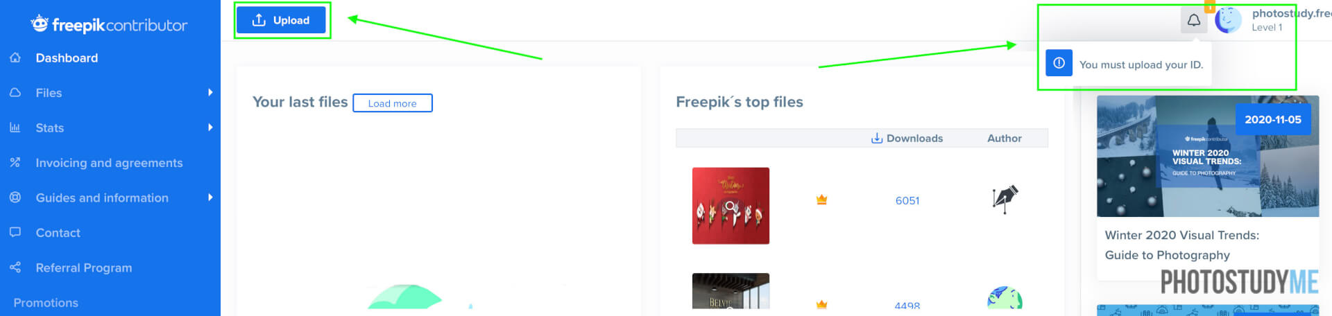 личный кабинет для авторов Freepik Contributor