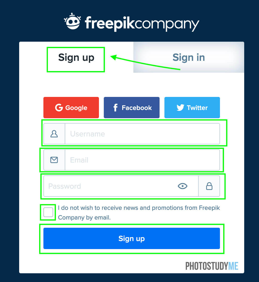 создание учетной записи Freepik Contributor