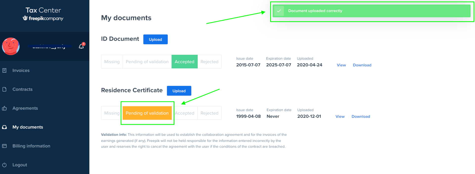 Успешная Загрузка Tax Residence Certificate для Украины на Freepik Успешная Загрузка Tax Residence Certificate для Украины на Freepik
